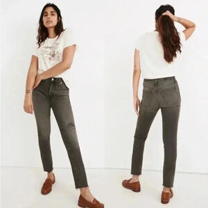 Madewell gray raw hem perfect vintage jeans 24
